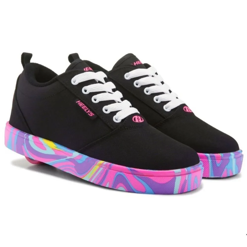 HEELYS Sneakers Pro 20 NWT Rainbow Wheeled Shoes Multicolor Pink Black Size 5 - Picture 1 of 11